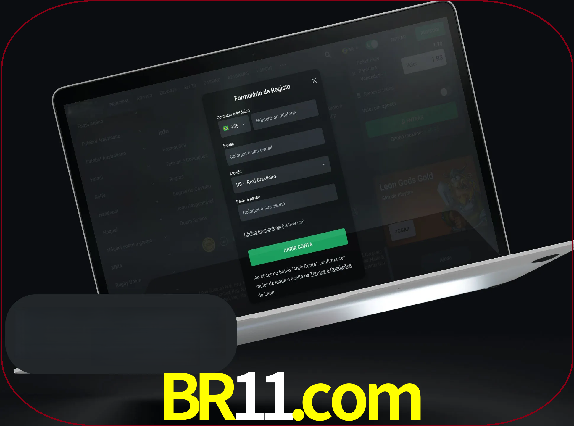 Abra o site da LeonBet e crie sua própria conta.