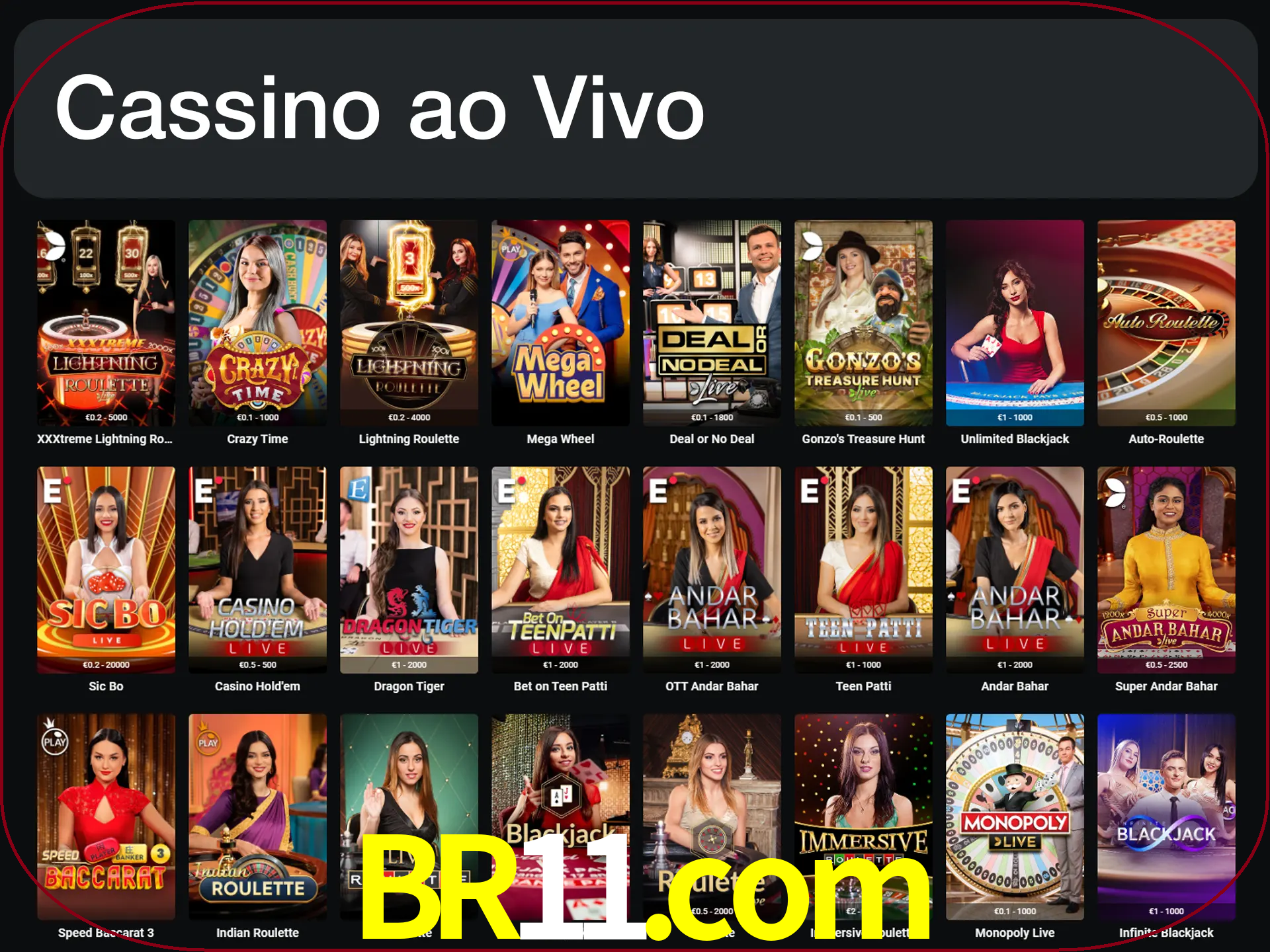 Jogue jogos de cassino com um verdadeiro dealer.