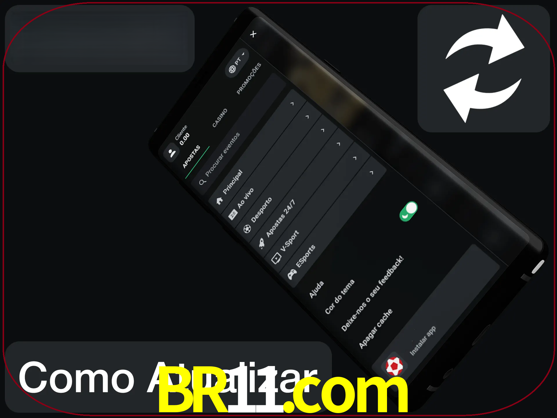 O aplicativo é atualizado automaticamente quando você faz o login.