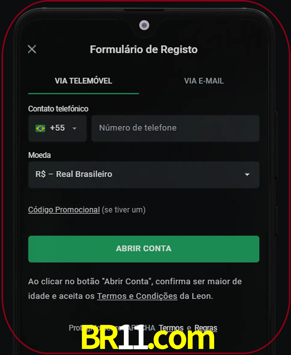 Abra o aplicativo e inicie o processo de registro.